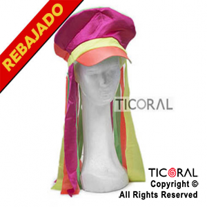 SOMBRERO BOINA SUPER FLUO CON VISERA Y FLECOS HS5833 x 1